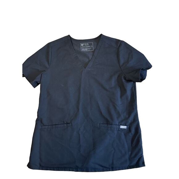 Figs Casma Three-Pocket Scrub Top in Black - Picture 1 of 5